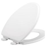 MAYFAIR 1843SLOW 000 Lannon Toilet Seat will Slow Close and Never Loosen, ELONGATED, Durable Enameled Wood, White