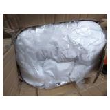 Grand Linen 7 Piece King Size Solid White Double-Needle Stitch Puckered Pinch Pleat Stripe Includes 1 Comforter, 3 Decorative Pillows, 1 Bed Skirt, 2 Shams