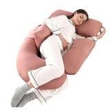 Pregnancy Pillows for Sleeping Detachable U Shaped Full Body Pillow HINAPRAM Maternity Pillows for Sleeping 55 inches Pregnancy Body Pillow with Cotton Cover(Pink)