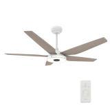 Sutton 56-inch Indoor/Outdoor Smart Ceiling Fan, Dimmable LED Light Kit & Remote, Works with Alexa/Google Home/Siri- Retail:$262.79