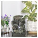 Alpine Corporation 4-Tier Cascading Tabletop Fountain with LED Lights