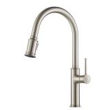 KRAUS Sellette Single Handle Pull Down Kitchen Faucet with Dual Function Sprayhead in all-Brite Spot Free Stainless Steel Finish