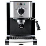 Capresso - EC100 Espresso Machine with 15 Bars of Pressure, Milk Frother and Thermoblock Heating System - Black/Stainless Steel