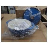 Amazon Basics Enameled Cast Iron Covered Dutch Oven, 6-Quart, Blue