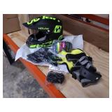 WLPAK DOT Motocross Helmet, BMX MX ATV Dirt Bike Helmet, Offroad Helmet Dirt Bike ATV Motorcycle Helmet (Gloves, Goggles, Mask,Motorcycle Net,Towel,6 Piece Set) (A)