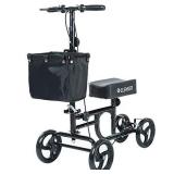 ELENKER Steerable Knee Walker Deluxe Medical Scooter for Foot Injuries Compact Crutches Alternative Black