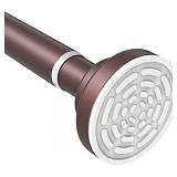 TEECK Shower Curtain Rod, 26-39 Inch Adjustable Tension Spring, Shower Rod, Premium 304 Stainless Steel, Anti-Slip, No Drilling, No Rust, Never Collapse, for Bathroom, Brown, Easy to use