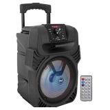 400W Portable Bluetooth PA Loudspeaker - 8" Subwoofer System, 4 Ohm/55-20kHz, USB/MP3/FM Radio/ ¼ Mic Inputs, Multi-Color LED Lights, Built-in Rechargeable Battery w/ Remote Control - Pyle PPHP844B