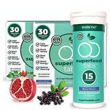 Superfood Tabs - Plant-Based Fizzy Drink, 15 Effective Superfoods, Boost Hydration with Burdock Root, Matcha, Beetroot & More. Sugar Free, Non-GMO, Keto Friendly, Gluten Free, 60 Drinks, Berry Flavor