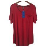 ALLEGRACE Womens Casual Scoop Collar Plus Size T Shirts Summer Tops Tee Wine Red XXL
