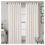 Tab Top Natural Linen Blended Airy Curtains for Living Room Home Decor Soft Rich Material Light Reducing Bedroom Drape Panels, Set of 2, 52 x 84 -Inch - Natural Pattern