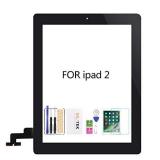SRJTEK for iPad 2 Touch Screen Replacement A1397 A1395 A1396 Touch Digitizer Glass Parts,with Home Button + Cameral Holder + Pre-Installed Adhesive + Middle Frame Bezel(Black)