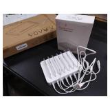 Marshon Watt 6-USB Port Fast Charging Station for Multiple Devices-Premium-Grade-Organize All Your Charging Needs-Charger Station Includes Short Cables Compatible with Apple and Android Devices