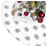 PJZHJ Christmas Tree Skirt,30 Inches Faux Fur Maple Leaf Christmas Tree Skirt Decorations Xmas Plush Tree Mat Cover Ornament for Xmas Holiday Party 908-Colorful