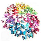 ElecMotive 72 Pcs 6 Packs Beautiful 3D Butterfly Wall Decals Removable DIY Home Decorations Art Decor Wall Stickers & Murals for Babys Bedroom TV Background Living Room (72 pcs in 6 Colors)