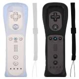 ZOTAIN 2 Pack Wii Remote Controller Compatible for Nintendo Wii & Wii U, with Silicone Case and Wrist Strap (Black/White) + Bonus Nunchuk Controller (Black)