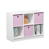 Furinno Basic 6 Cube Storage Organizer Bookcase Storage with Bins, Multiple Colors