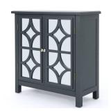 Melora Fir Wood Double Door Cabinet with Tempered Glass Accents by Christopher Knight Home- Retail:$195.53