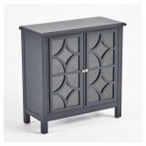 Melora Fir Wood Double Door Cabinet with Tempered Glass Accents by Christopher Knight Home- Retail:$195.53
