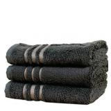 Cariloha Organic Bamboo and Turkish Cotton Hand Towel - Highly Absorbent and Odor-Resistant - 600 GSM - Set of 3 - Onyx