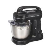 Hamilton Beach 63391 Stand Mixer, 7 Speeds with Whisk, Dough Hook, Flat Beater Attachments, 4 Quart, Black