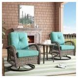 Corvus Livorno Outdoor 3-piece Wicker Chat Set with Swivel Chairs- Retail:$579.99