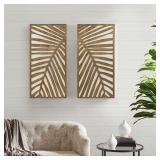 Madison Park Birch Palms Dark Brown Carved Wall Panel 2 Piece Set- Retail:$94.99