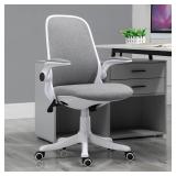Grey Vinsetto 360 Swivel Office Chair Breathable Fabric Computer Rocker with Liftable Armrest Home Office - Retail: $173.99