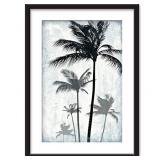 Matte Black Framed Portrait of Palm Trees 30"x24"