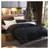 Black Geometric Duvet Cover Set Twin