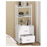 2-Drawer Nightstand with Storage Shelves, Wooden White Night Stands Bedside Tables for Bedroom- Retail:$186.99