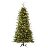 Glitzhome Pre-Lit Green Fir Artificial Christmas Tree with LED Warm Lights and Remote Controller- Retail:$316.99