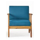Perla Outdoor Acacia Wood Club Chair with Cushion