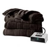 Sunbeam Electric Heated Microplush Blanket Twin, Brown (BSM9KTSR47016A0)