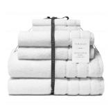 Veratex 210318TOWSET-WHT Turkish Micro Cotton Terry Bath Towel, White - 6 Piece