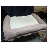 FurHaven Pet Dog Bed Deluxe Orthopedic Faux Fur & Suede L-Shaped Chaise Couch Pet Bed for Dogs & Cats, Espresso, Jumbo