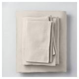 Queen 100% Washed Linen Solid Sheet Set Natural - Casaluna