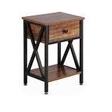 Vecelo Nightstand Table, Natural Tone