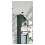 Thalia River of Goods Brass Metal and Clear Glass Pendant Lamp - 10" x 10" x 12/71"- Retail:$86.99