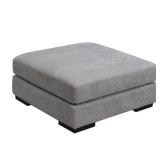 Linen Fabric Upholstered Modular Ottoman, Gray