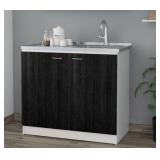 TUHOME Napoles Utility Sink Cabinet Espresso- Retail:$198.49, Black
