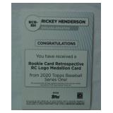 Rookie Card Retrospective RC Medallion Card, Rickey Henderson, A