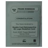 Rookie Card Retrospective RC Medallion Card, Frank Robinson, Cincinnati Reds,  2020 Topps Baseball Series One!