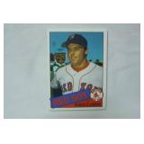 Rookie Card Retrospective RC Logo Medallion Card from 2020 Topps Baseball Series One, Roger Clemens, Boston Red Sox