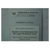 Rookie Card Retrospective RC Medallion Card from 2020 Topps Baseball Series One! Ginancarlo Stanton, Florida Marlins