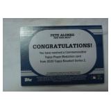 Commemorative Topps Player Medallion Card from 2020 Topps Baseball Series 2, Pete Alonso, New York Mets