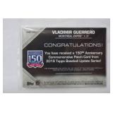 150th Anniversary Commemorative Patch Card from 2019 Topps Baseball Update Series, Vladimir Guerrero, Montreal Expos