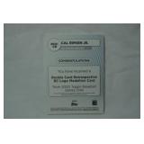 Rookie Card Retrospective RC Logo Medallion Card from 2020 Topps Baseball Series One, Cal Ripken Jr., Baltimore Orioles