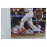 Rookie Card Retrospective RC Logo Medallion Card from 2020 Topps Baseball Series One, "Rhys Hoskins, Philadelphia Phillies"