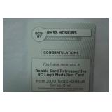 Rookie Card Retrospective RC Logo Medallion Card from 2020 Topps Baseball Series One, "Rhys Hoskins, Philadelphia Phillies"